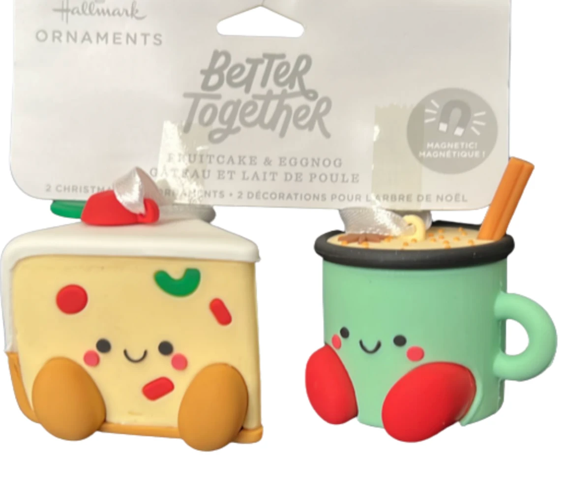 Hallmark Better Together Fruitcake And Eggnog Magnetic Christmas Ornaments N Tag 5 Hallmark Better Together Fruitcake And Eggnog Magnetic Christmas Ornaments N Tag - Image 3