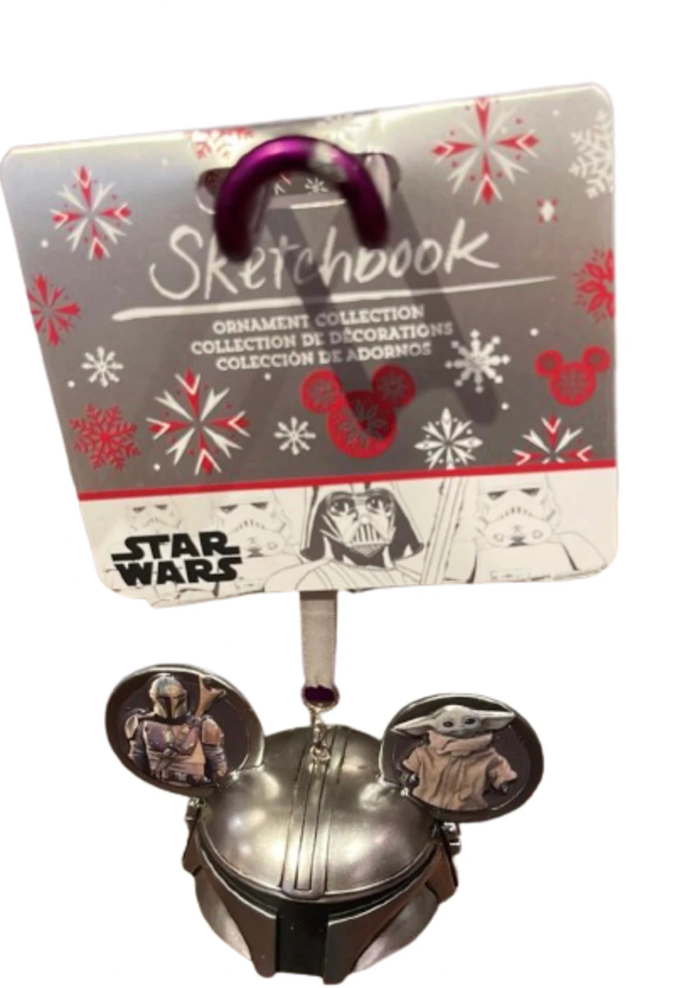 Disney Sketchbook Star Wars Mandalorian Ear Hat Christmas Tree Ornament New Tag 3 Disney Sketchbook Star Wars Mandalorian Ear Hat Christmas Tree Ornament New Tag