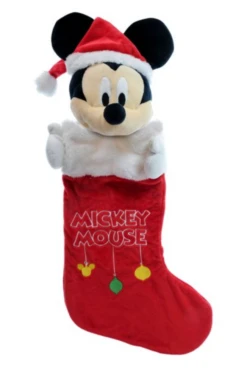Disney Mickey Mouse 3D Plush Christmas Stocking 20 Inches Tall Red New With Tag